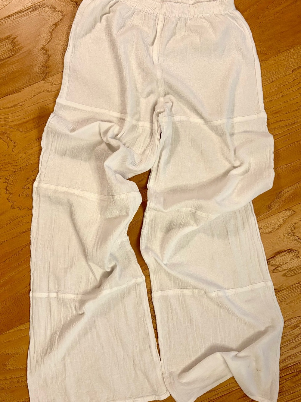 Cottonways Lightweight White Wide-Leg Cotton Gauze Pants